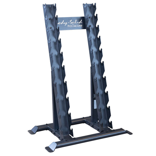 Body Solid Pro Clubline Vertical Dumbbell Rack SRD300 vertical dumbbell rack front view