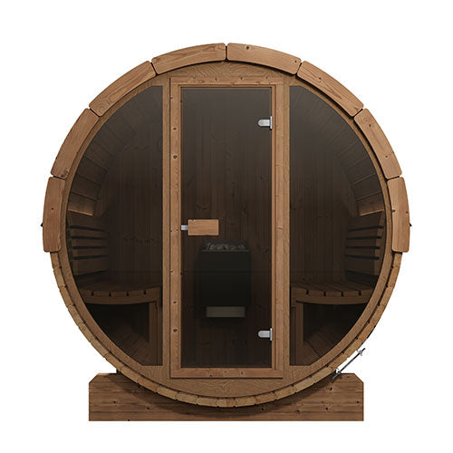 SaunaLife Model E7G Ergo Series Outdoor Sauna Barrel Kit, Glass Front - image 3