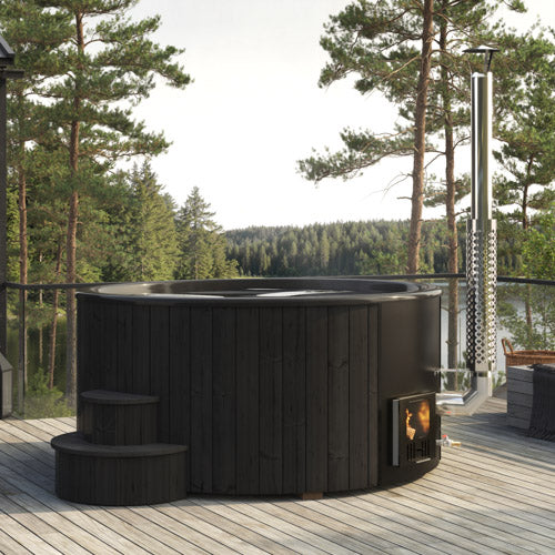 SaunaLife Model S6B Soak Series Home Wood-Burning Hot Tub, Black - image 2