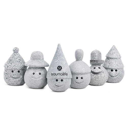 SaunaLife Stoney and Friends Sauna Gnomes, Carved Soapstone, Set of 6