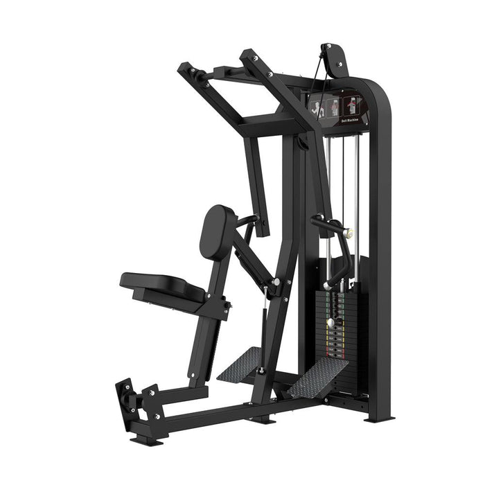 Muscle D Fitness Excel Seated Row - Selectorized Back Row - Gas Shock Assisted Adjustments — front view