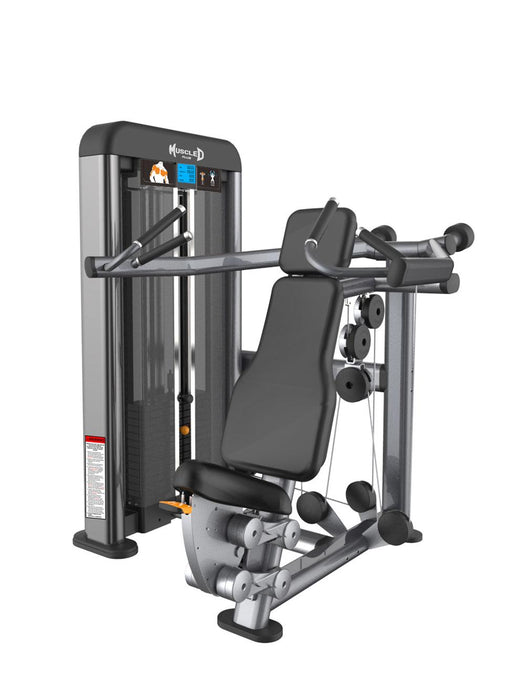 Muscle D Fitness Elite Plus Shoulder Press - Commercial Grade - Adjustable Seat - Pin Selectorized Traps Workout