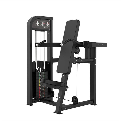 Muscle D Fitness Excel Shoulder Press - Selectorized Military Press - Gas Shock Assisted Seat Adjustment — front view
