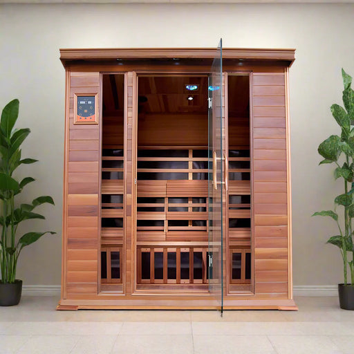 Sunray Charleston 4-Person Indoor Traditional Sauna Double Bench HL400TN — interior bench layout