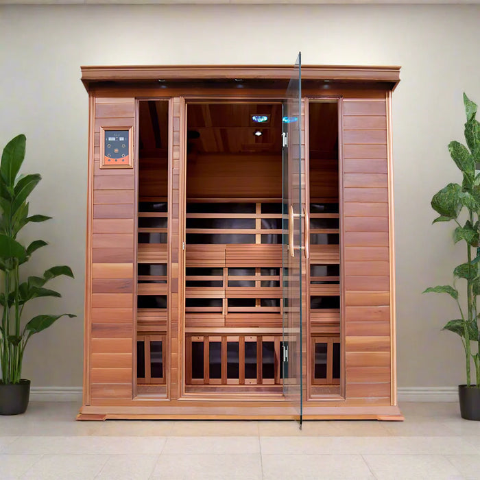 Sunray Charleston 4-Person Indoor Traditional Sauna Double Bench HL400TN — interior bench layout