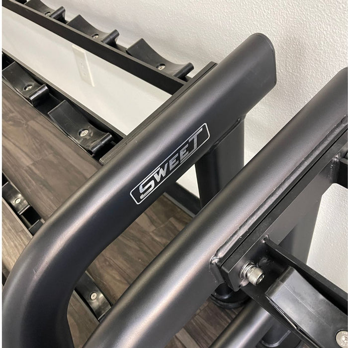 Muscle D Fitness Sweet 2-Tier Dumbbell Rack — side profile