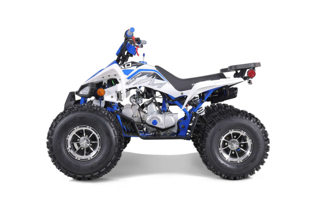 Tao Motor Cheetah Platinum, Youth ATV, 120cc, Chrome Rims, Automatic Trans with Reverse, Race Inspired Suspension, Chrome Rims, Powder Coated Color Matched Suspension