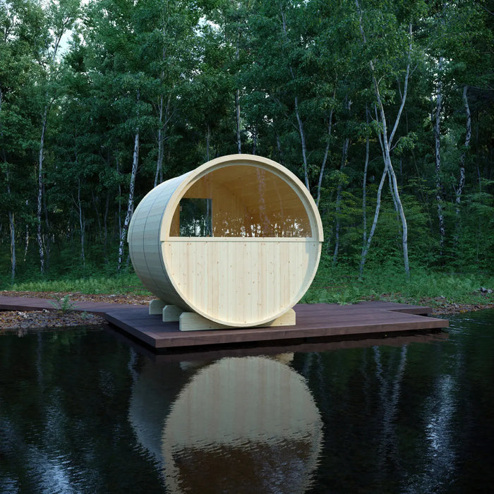 Finnish Sauna Builders Tampere Finnish Barrel Sauna with WiFi Heater - Finnish Sauna Builders — interior lighting