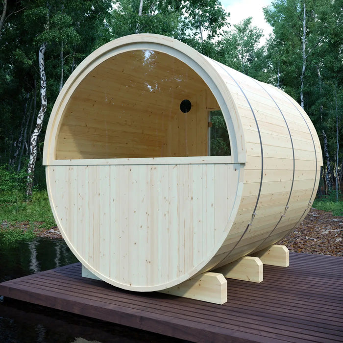 Finnish Sauna Builders Tampere Finnish Barrel Sauna with WiFi Heater - Finnish Sauna Builders — rear panel