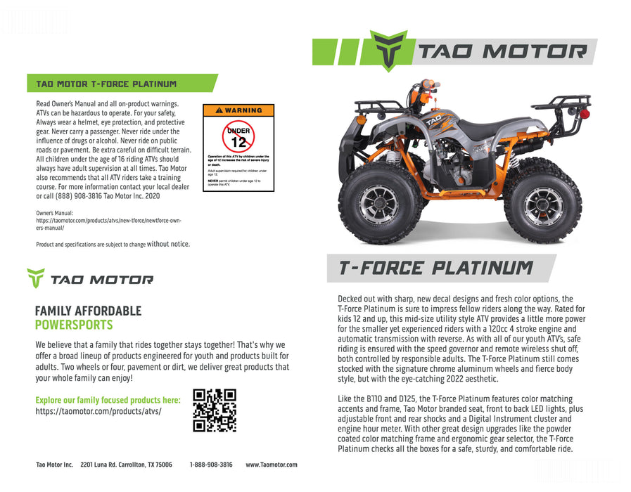Tao Motor Tforce Platinum Tao_ind_productbrochure_TFORCE_platinum_final_outside