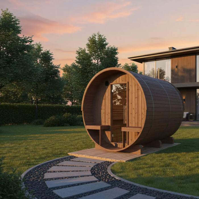 Finnish Sauna Builders Turku Finnish Barrel Sauna with Terrace and WiFi Heater - Finnish Sauna Builders — close-up feature