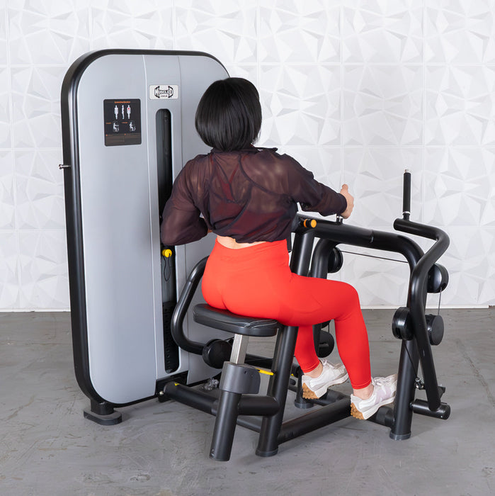 Muscle D Fitness Vogue Seated Row - Adjustable Seat - Pin Selectorized - Lat Workout