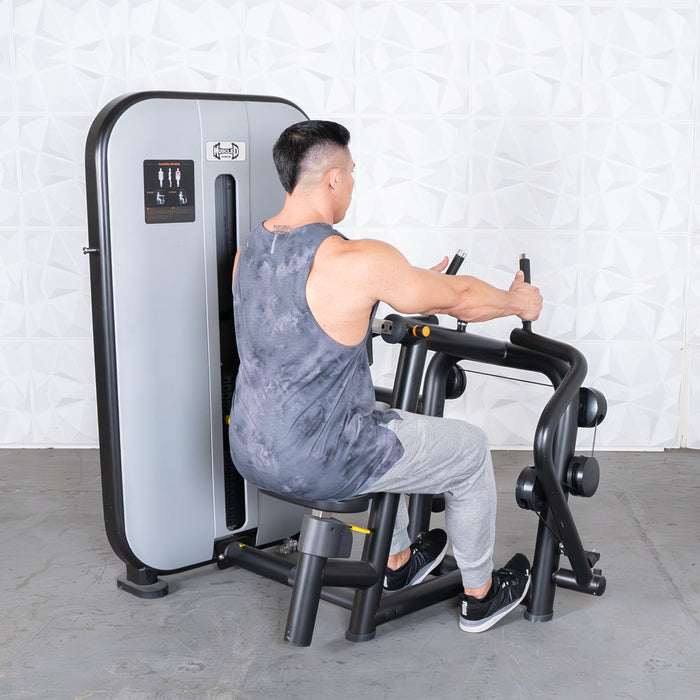 Muscle D Fitness Vogue Seated Row - Adjustable Seat - Pin Selectorized - Lat Workout