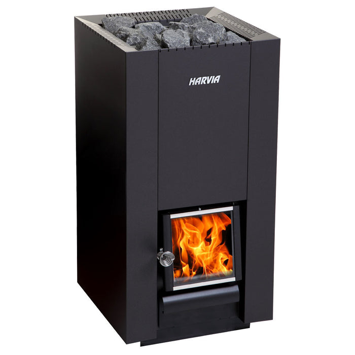 Harvia Linear 22 GreenFlame Series Wood Stove Sauna Heater — exterior view