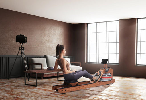 Muscle D Fitness Water Rower -  Wooden Seated Adjustable Water Rower — front view