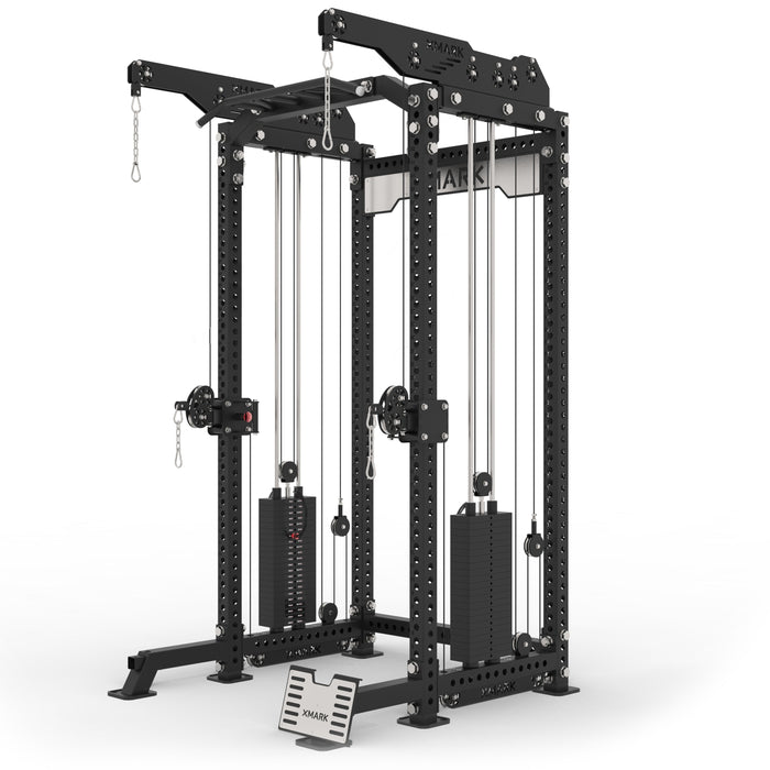 XMARK Commercial Half Rack Functional Trainer with Lat Pulldown and Low Row — weight load capacity