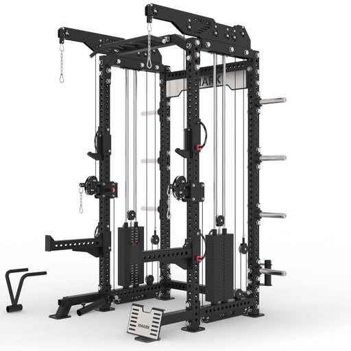 XMARK Commercial Half Rack Functional Trainer, Dual 220-Pound Stacks — weight load capacity