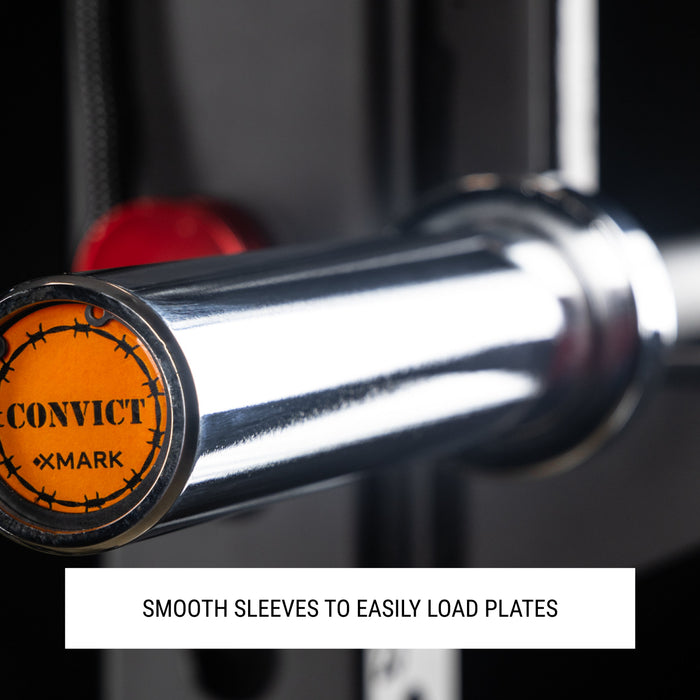 XMARK Convict 6ft Rackable Curl Bar — grip and contact surface
