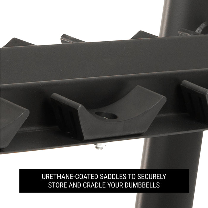 XMARK Commercial 2-Tier Dumbbell Rack - 10 Dumbbell Pairs — full setup angle