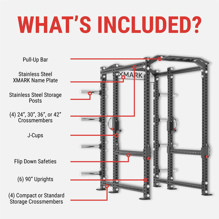XMARK Viper Power Rack with Storage & Flip Down Safeties — side profile