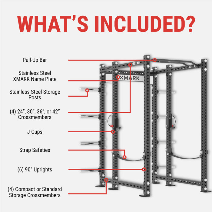 XMARK Viper Power Rack with Storage & Strap Safeties — side profile