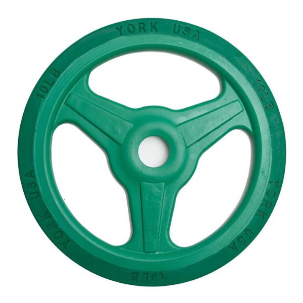 York Barbell Bumper Grip Plate Sets (Colored) — full setup angle
