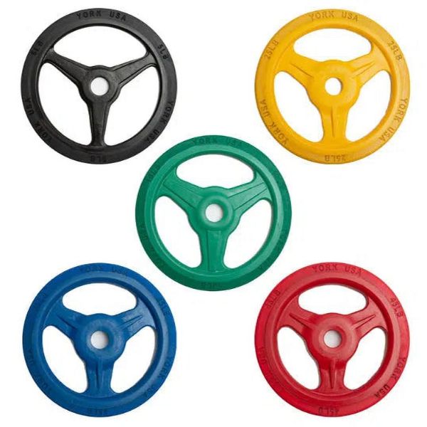 York Barbell Bumper Grip Plate Sets (Colored) — front view