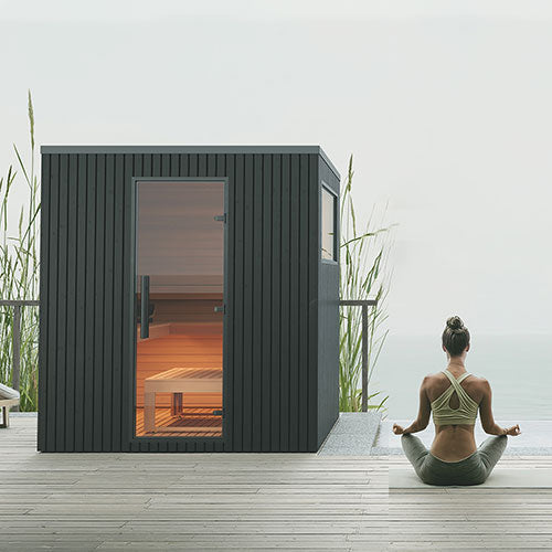 Auroom Garda Outdoor Sauna Cabin Outdoor Modular - GAR-BLACK-90X90R-L - image 4
