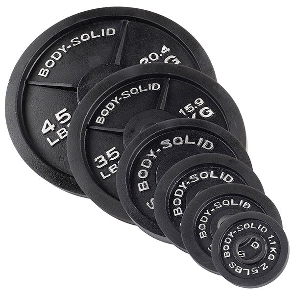 Body Solid 455 lbs. Cast Iron Olympic Weight Plates OSB455