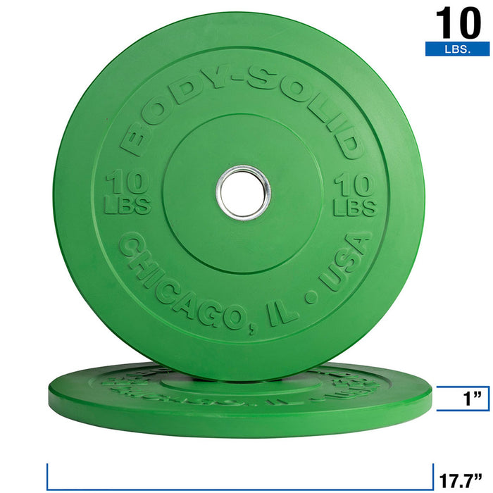 Body Solid Chicago Extreme Color Bumper Plates 10, 15, 25, 35, 45 lb. - OBPXC