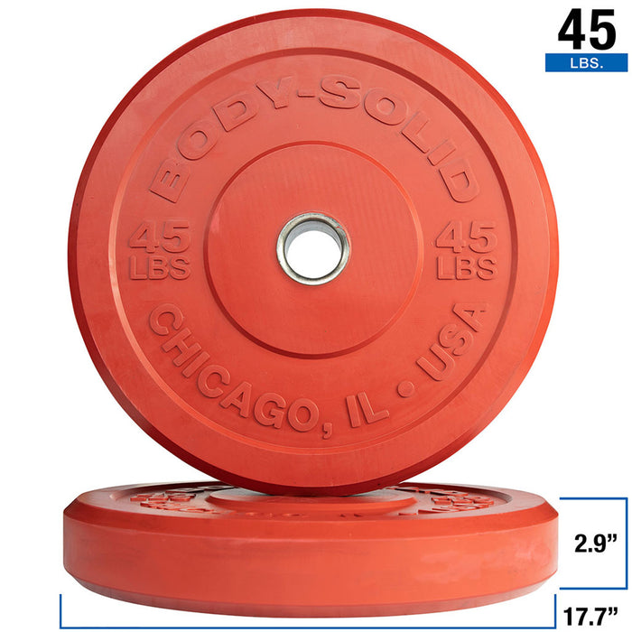 Body Solid Chicago Extreme Color Bumper Plates 10, 15, 25, 35, 45 lb. - OBPXC