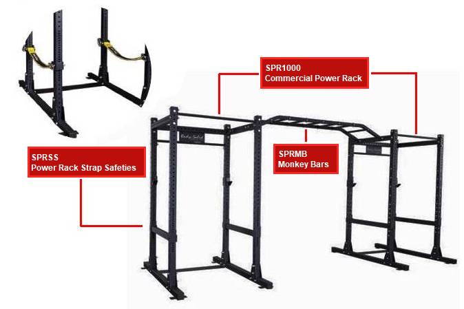 Body Solid Double Power Rack Package W/Power Strap Safeties - Spr1000Ssdb