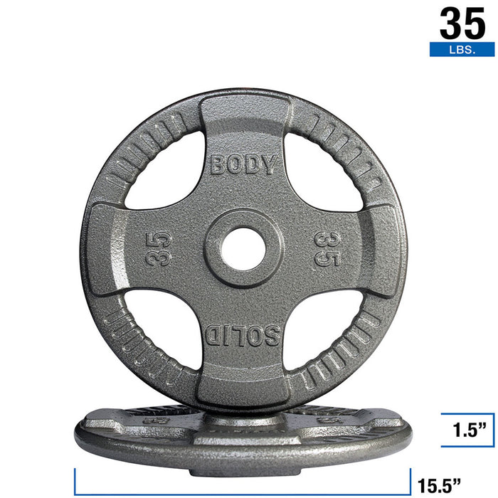 Body Solid Gray Cast Iron Grip Olympic Plates 2.5- 45 lb. - OPT