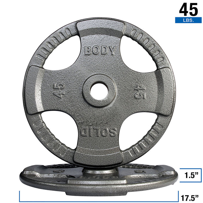 Body Solid Gray Cast Iron Grip Olympic Plates 2.5- 45 lb. - OPT