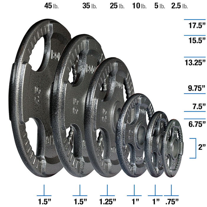 Body Solid Gray Cast Iron Grip Olympic Plates 2.5- 45 lb. - OPT