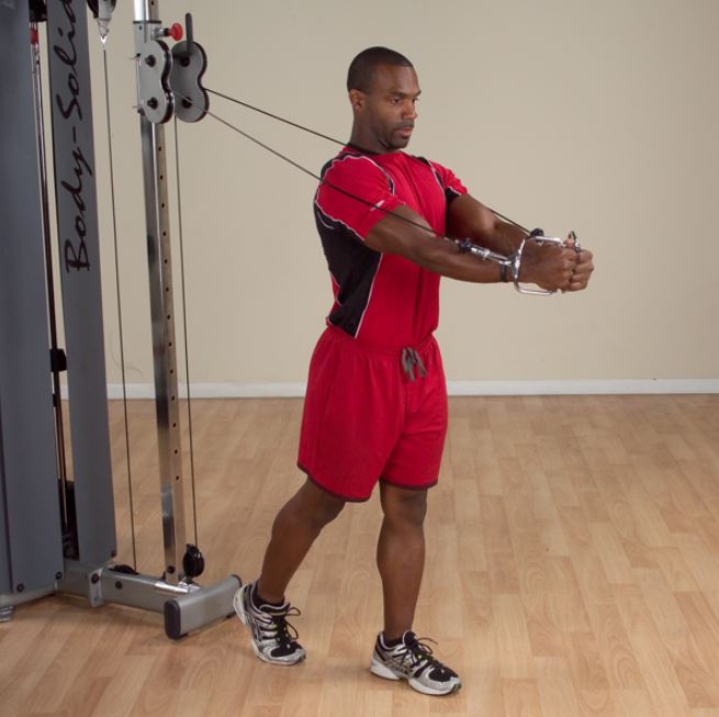 Body Solid Pro-Grip Stirrup Handle - MB501RG — full setup angle