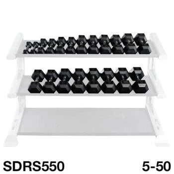 Body Solid Rubber Coated Hex Dumbbell Set 5-50 Lbs - Sdrs550 Dumbbells