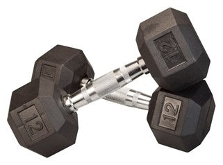 Body Solid Rubber Coated Hex Dumbbells 3-120 lbs. - SDR