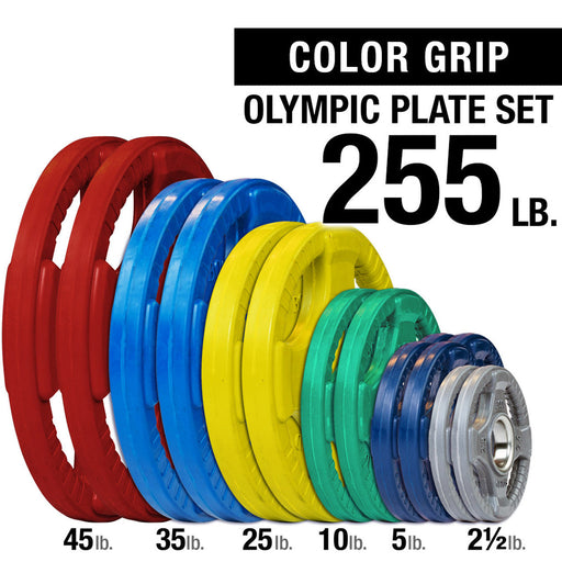 Body Solid Rubber Grip Colored Olympic Plate Set - Orct 255 Lb. Plates