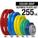Body Solid Rubber Grip Colored Olympic Plate Set — front view