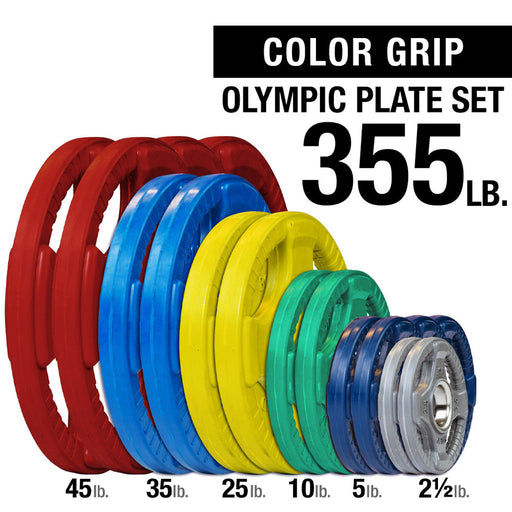 Body Solid Rubber Grip Colored Olympic Plate Set - Orct 355 Lb. Plates