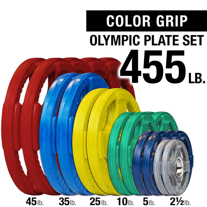 Body Solid Rubber Grip Colored Olympic Plate Set — side view