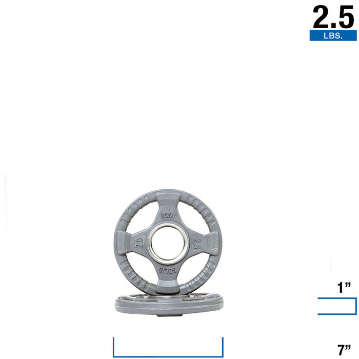 Body Solid Rubber Grip Colored Olympic Plate Set — detail close-up