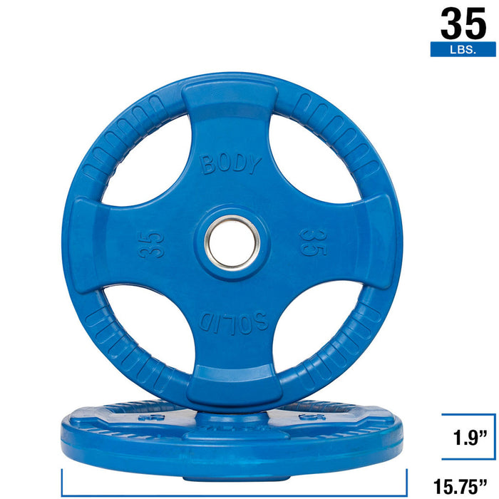 Body Solid Rubber Grip Colored Olympic Plate Set — feature highlight