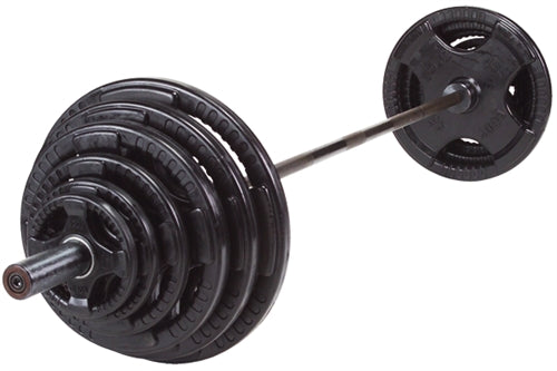 Body Solid Rubber Grip Olympic Plate And Barbell 500Lb Set - Osr500S Plates