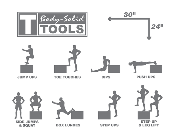 Body Solid Tools 3-in-1 Wooden Plyo Box - BSTWPBOX