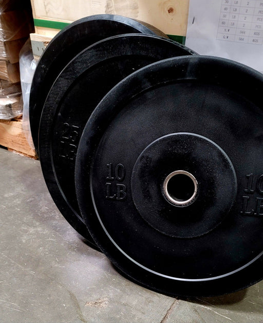 Muscle D Fitness Classic Bumper Plates with Steel Center Hub per Pair - Muscle D Fitness - Virgin Rubber — front view