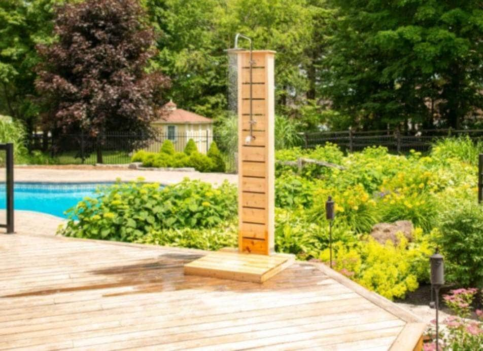 Dundalk Premium White Cedar Outdoor Sierra Pillar Shower CTC105 - PrimeFair