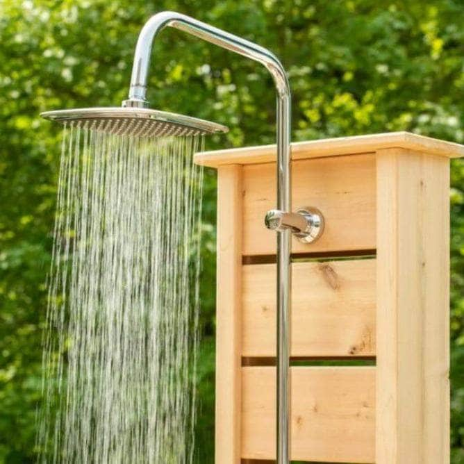 Dundalk Premium White Cedar Outdoor Sierra Pillar Shower CTC105 - PrimeFair