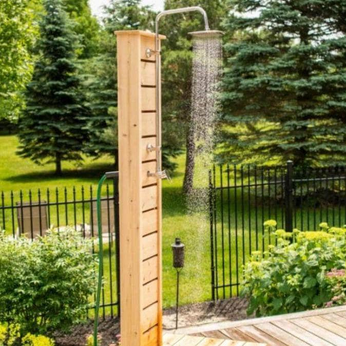 Dundalk Premium White Cedar Outdoor Sierra Pillar Shower CTC105 - PrimeFair